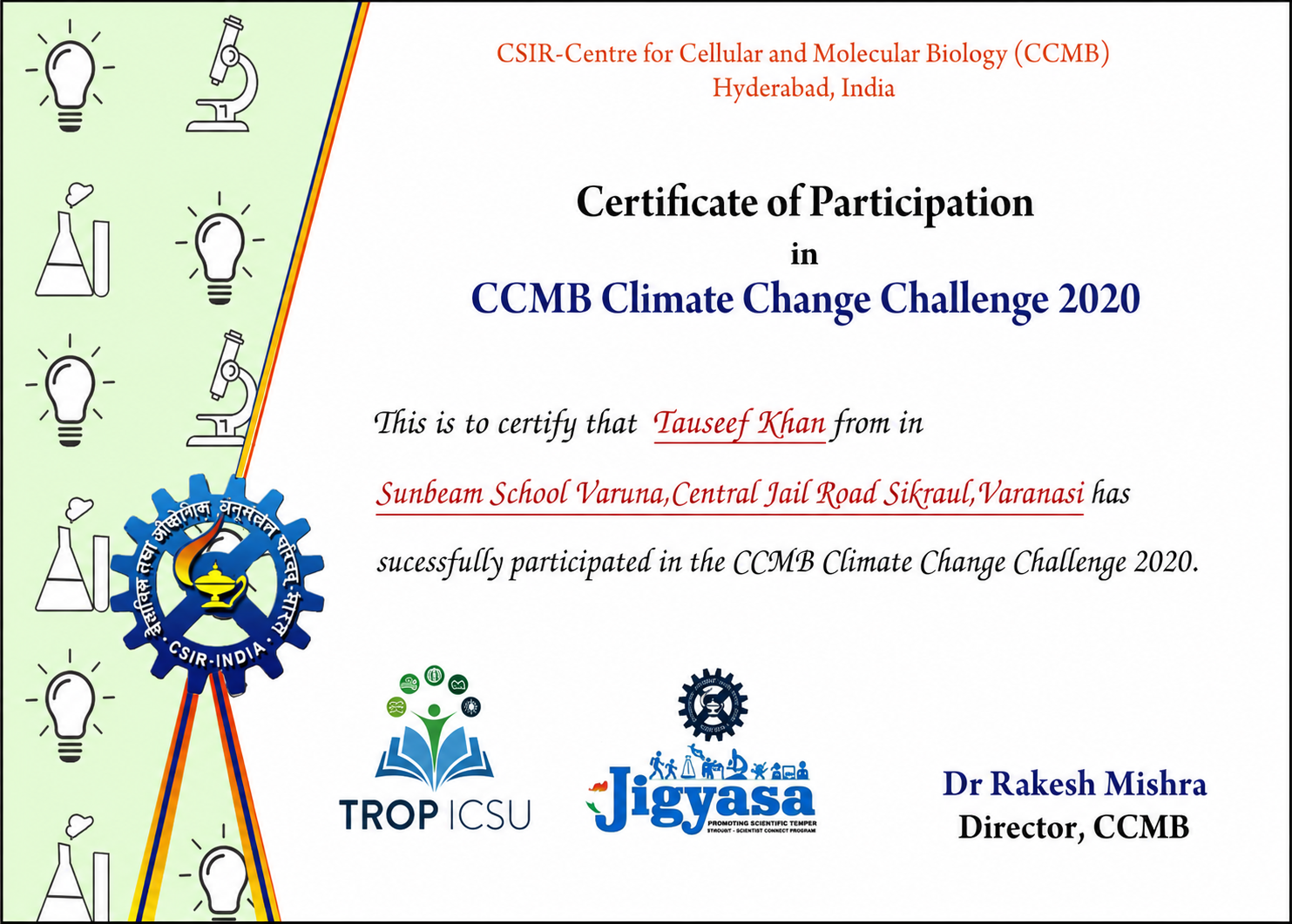 CCMB Climate Change Challenge Certificate